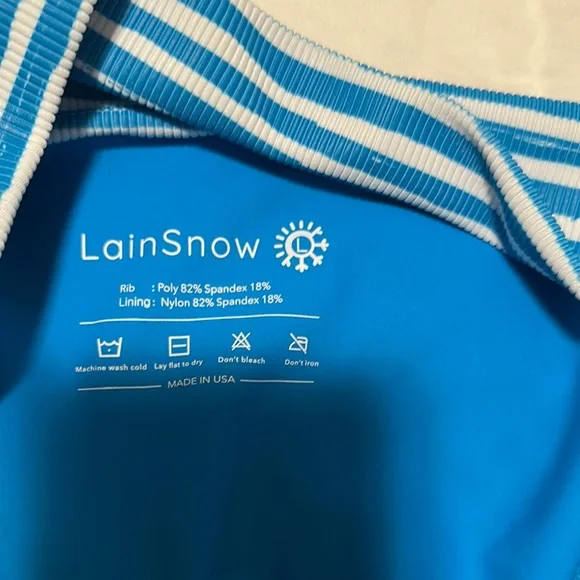 LainSnow Large bottom Medium top Blue and White Striped Bikini Set - Picture 5 of 8